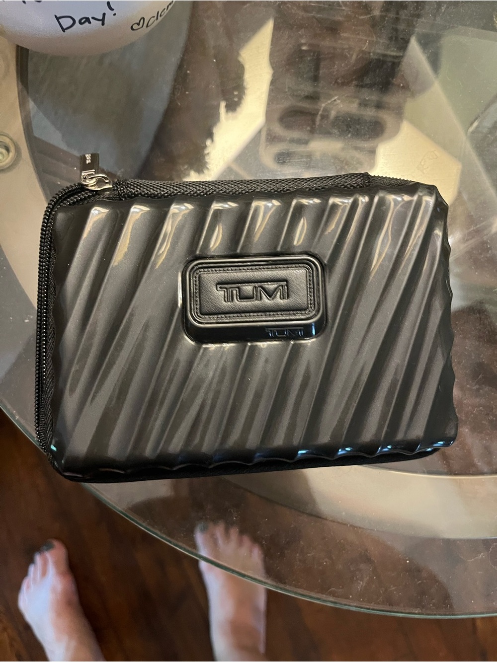 Tumi Black Textured Hard-Shell Zip Pouch